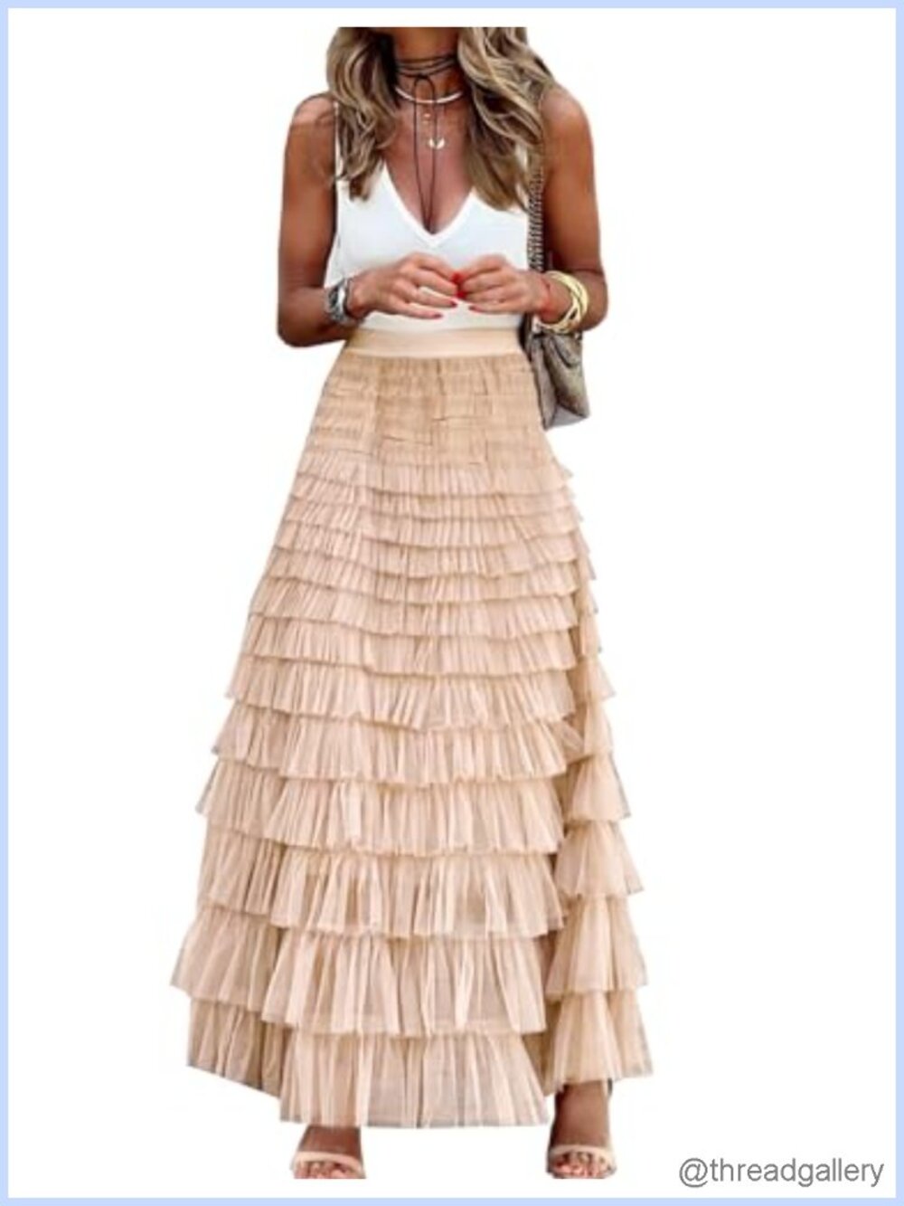 Womens Long Maxi Tulle Skirt A Line Ruffled High Waisted Tiered Layered Tutu